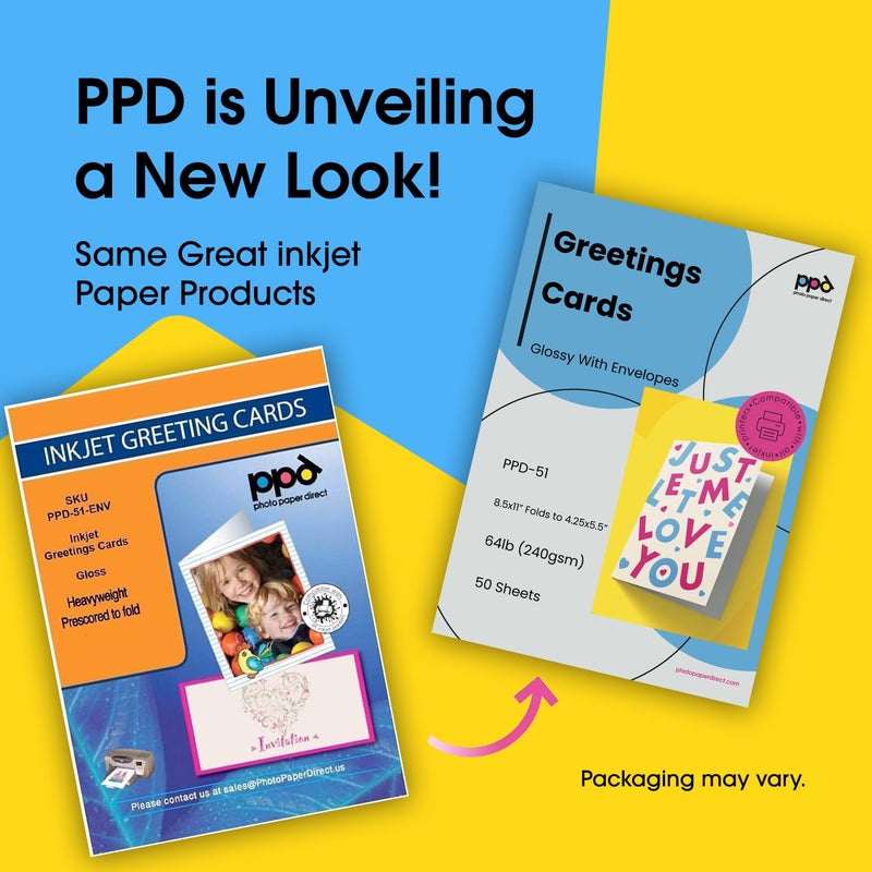 PPD Greeting Card Paper, Printable Greeting Cards With Envelopes for Inkjet Printer, 8.5 x 11 Blank Half Fold to 5.5 x 8.5 Custom Cards for Birthday, Wedding, Invitations, Thank You Note (50 Sheets) - Image 2